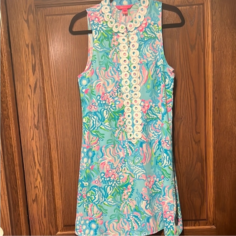 Lilly Pulitzer Blue and Pink Mini Dress-size 10